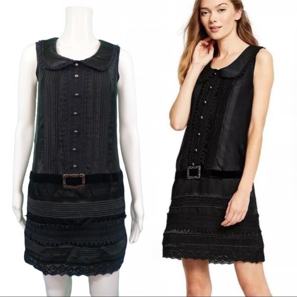 Anna Sui Shirt Dress Target Sleeveless Scoop Neck Collar Drop Waist Belted Mini - Picture 16 of 16